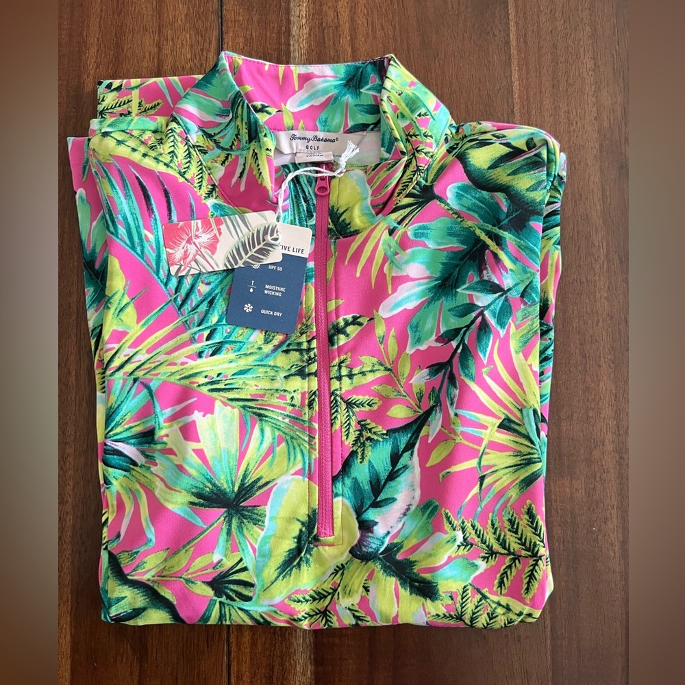 🎉LAST PIECE🎉TOMMY BAHAMA Upf‎ 50 Printed Golf Quarter Zip Long Sleeve Popover - Picture 4 of 6